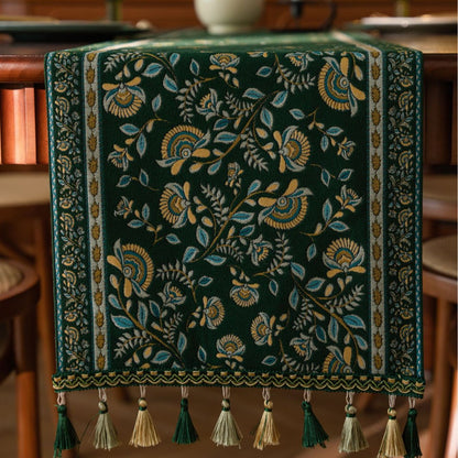 Retro Jacquard Table Cloth with Decorative Tassels