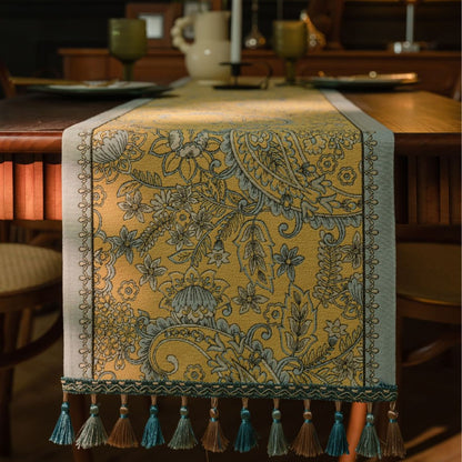 Retro Jacquard Table Cloth with Decorative Tassels
