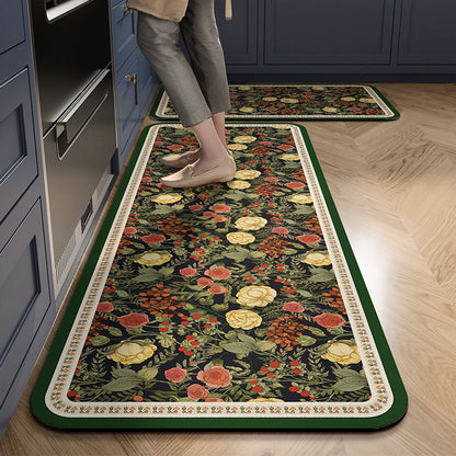Retro Kitchen Floor Mats Are Water-Absorbent, Oil-Proof and Stain-Proof, Household Diatom Mud Floor Mats, Cross-Border Anti-Slip, Cuttable Bathroom Floor Mats