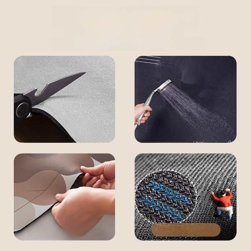 Retro Kitchen Floor Mats Are Water-Absorbent, Oil-Proof and Stain-Proof, Household Diatom Mud Floor Mats, Cross-Border Anti-Slip, Cuttable Bathroom Floor Mats