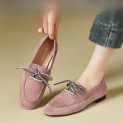 Retro Lace-Up Suede Loafers