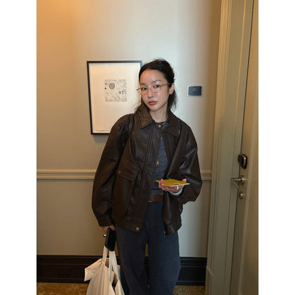 Retro Lapel Leather Jacket