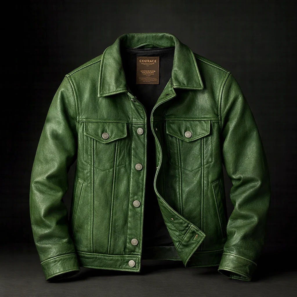 Retro Lapel PU Leather Jacket