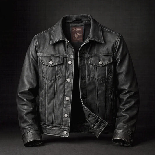 Retro Lapel PU Leather Jacket