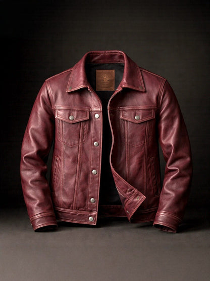 Retro Lapel PU Leather Jacket