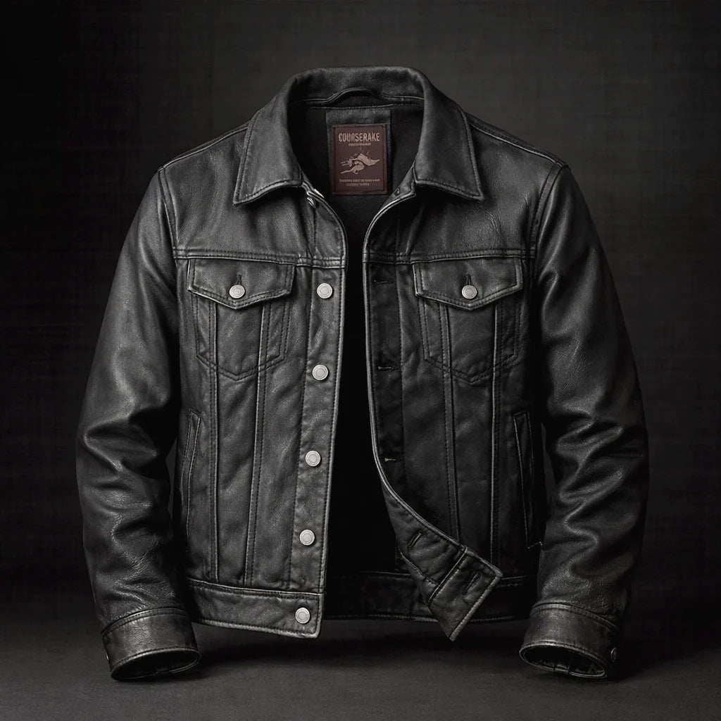 Retro Lapel PU Leather Jacket