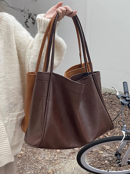 Retro Large Capacity Soft PU Tote Bag