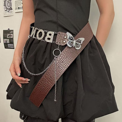 Retro Leather Belt with Decorative Buckle