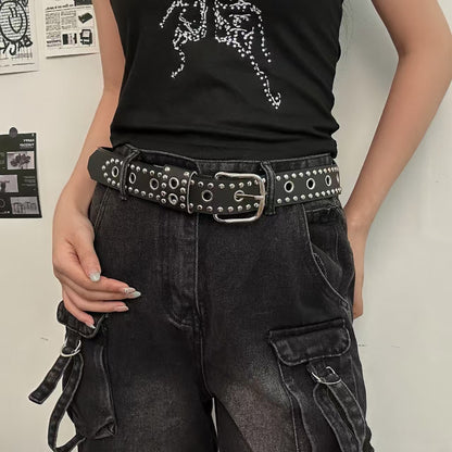 Retro Leather Belt with Decorative Buckle