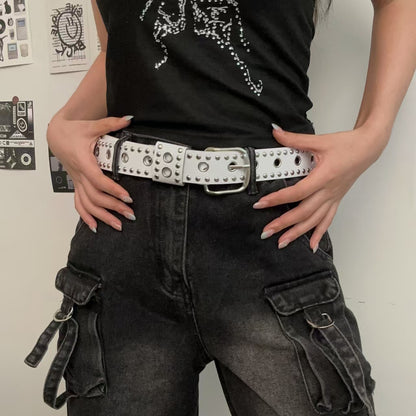 Retro Leather Belt with Decorative Buckle