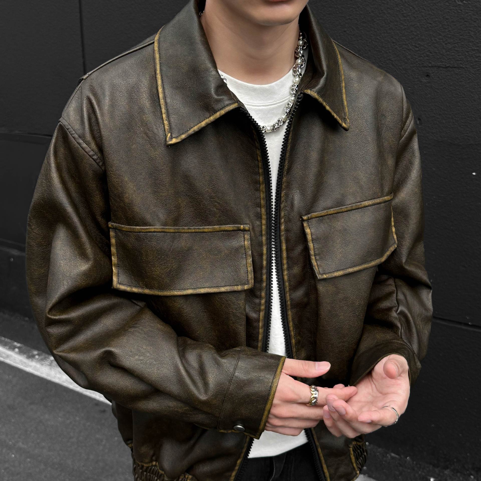 Retro leather jacket