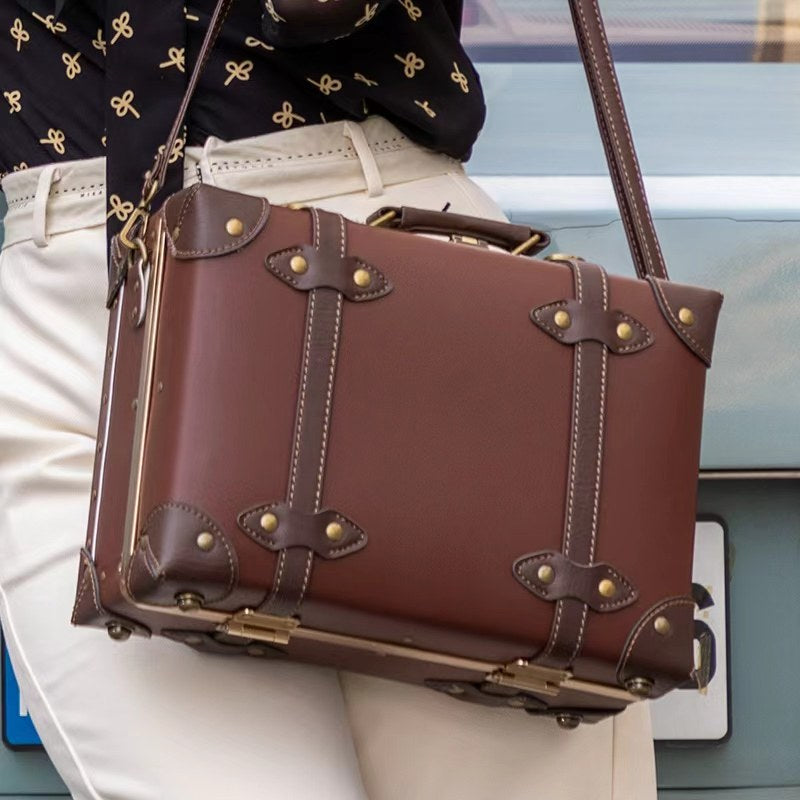 Retro Leather Look Suitcase Storage Box