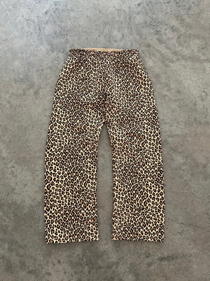 Retro leopard print hooded sweatshirt