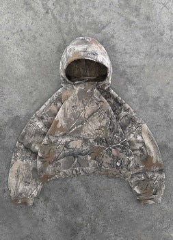 Retro leopard print hooded sweatshirt