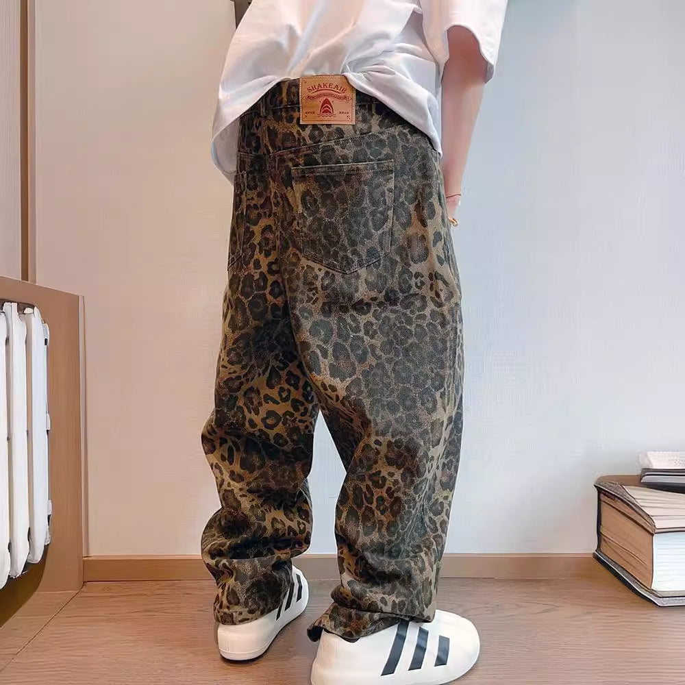 Retro leopard print jeans