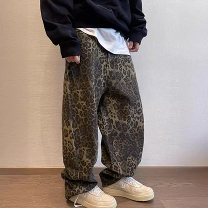 Retro leopard print jeans