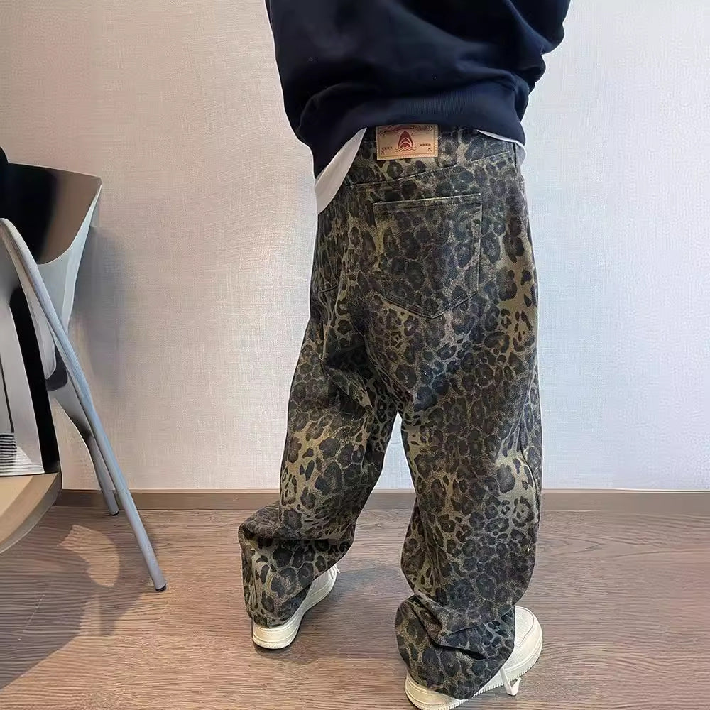 Retro leopard print jeans