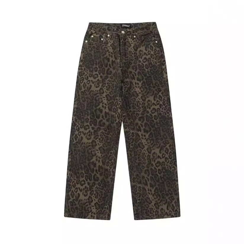 Retro leopard print jeans