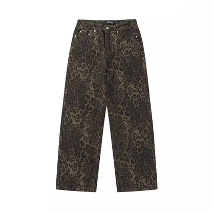 Retro leopard print jeans