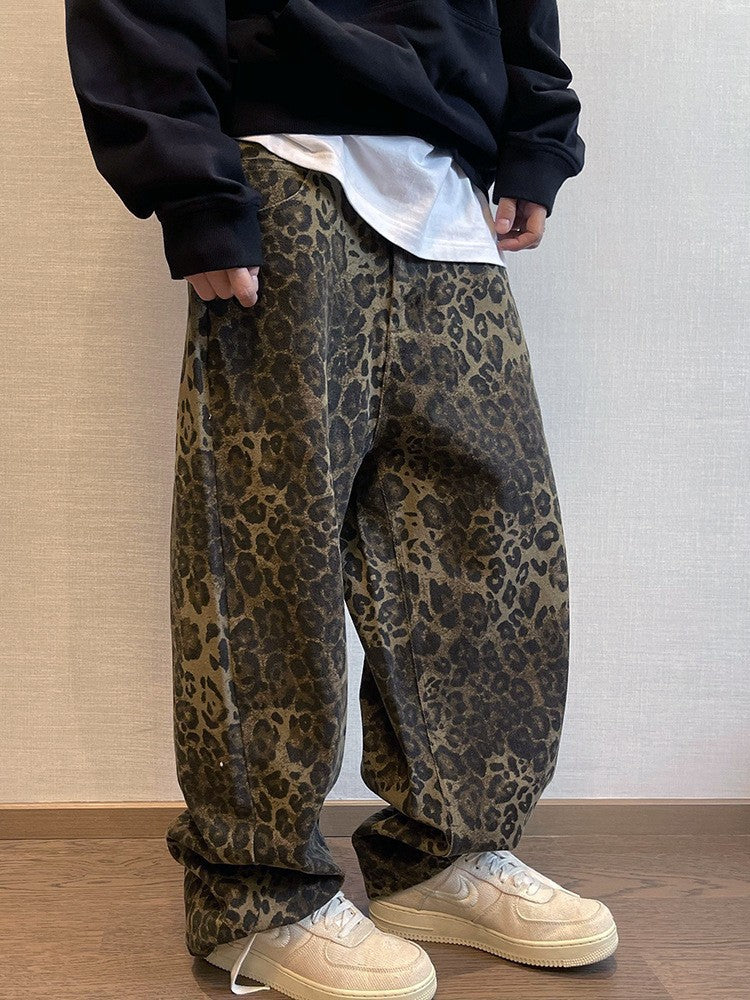 Retro leopard print jeans