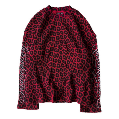Retro Leopard Print Round Neck T-shirt