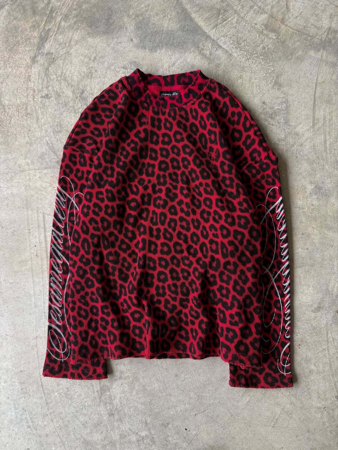 Retro Leopard Print Round Neck T-shirt