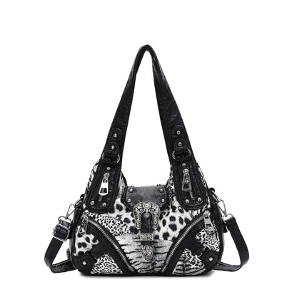 Retro Leopard Print Shoulder Bag
