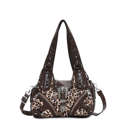 Retro Leopard Print Shoulder Bag