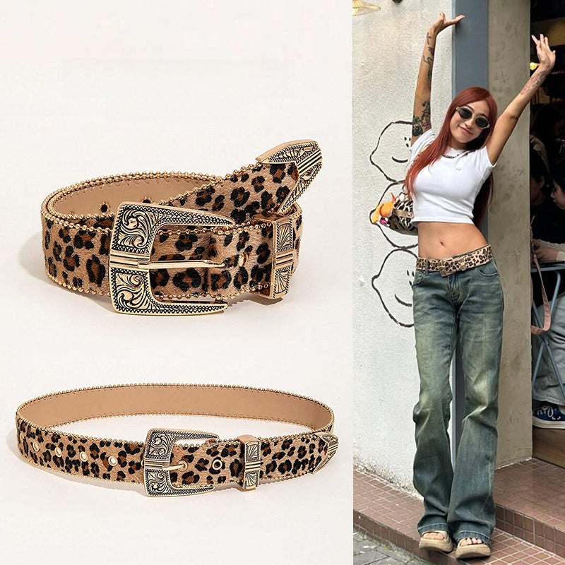 Retro Leopard Print Women's Belt