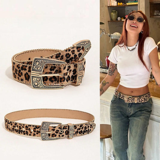 Retro Leopard Print Women's Belt