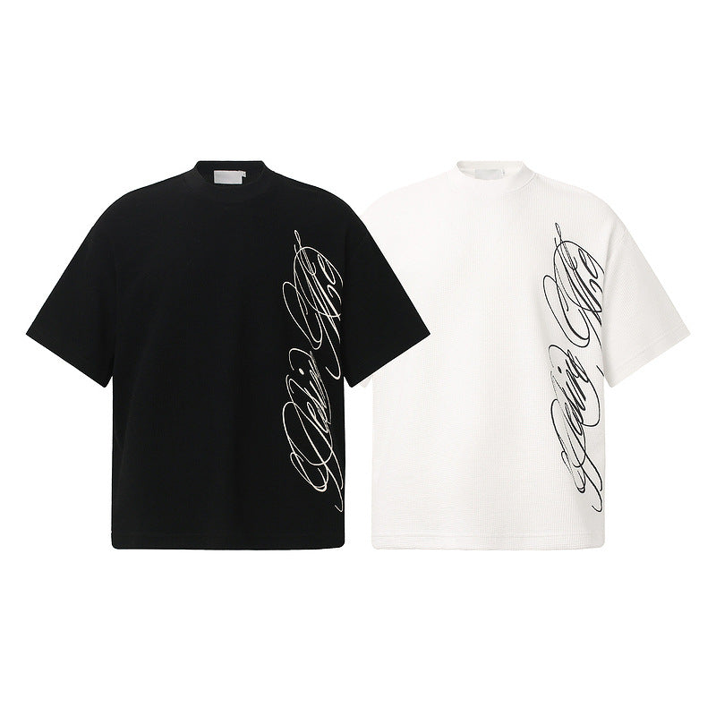 Retro Letter Print Cotton T-Shirt