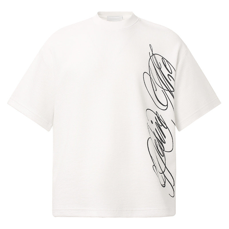Retro Letter Print Cotton T-Shirt