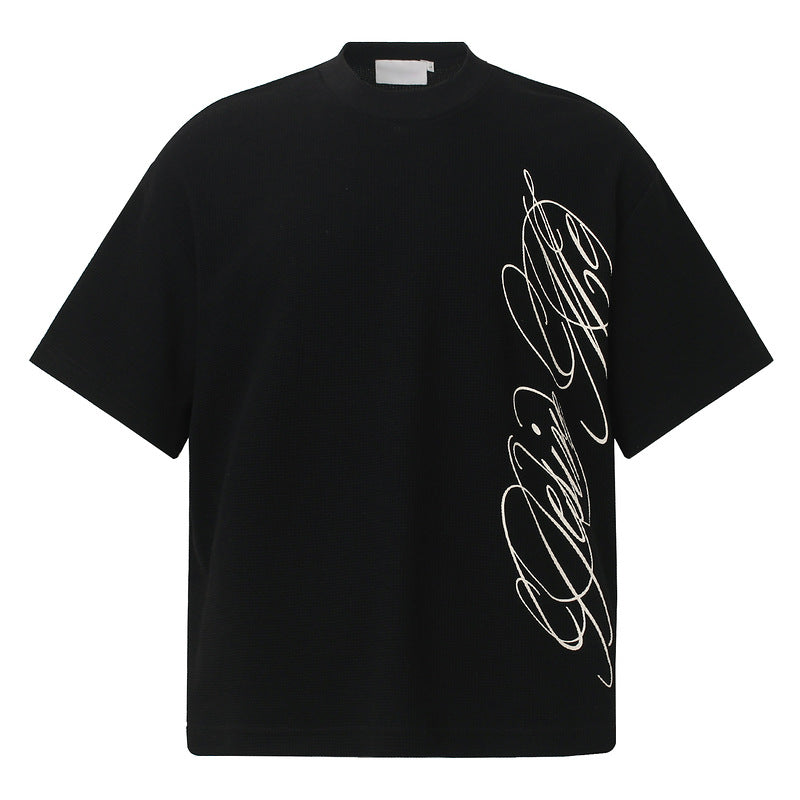 Retro Letter Print Cotton T-Shirt