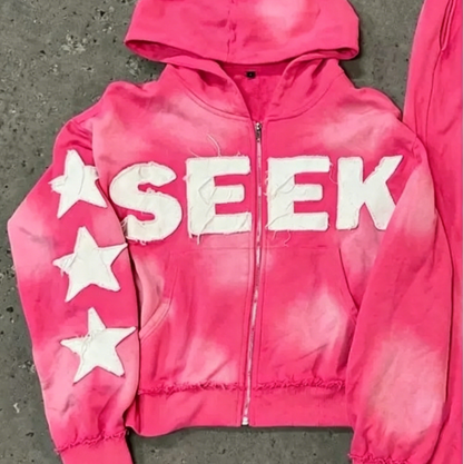 Retro Letter Print Hooded Sweatshirt