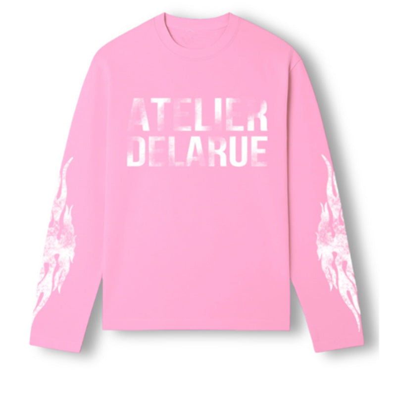 Retro Letter Print Long Sleeve T-Shirt