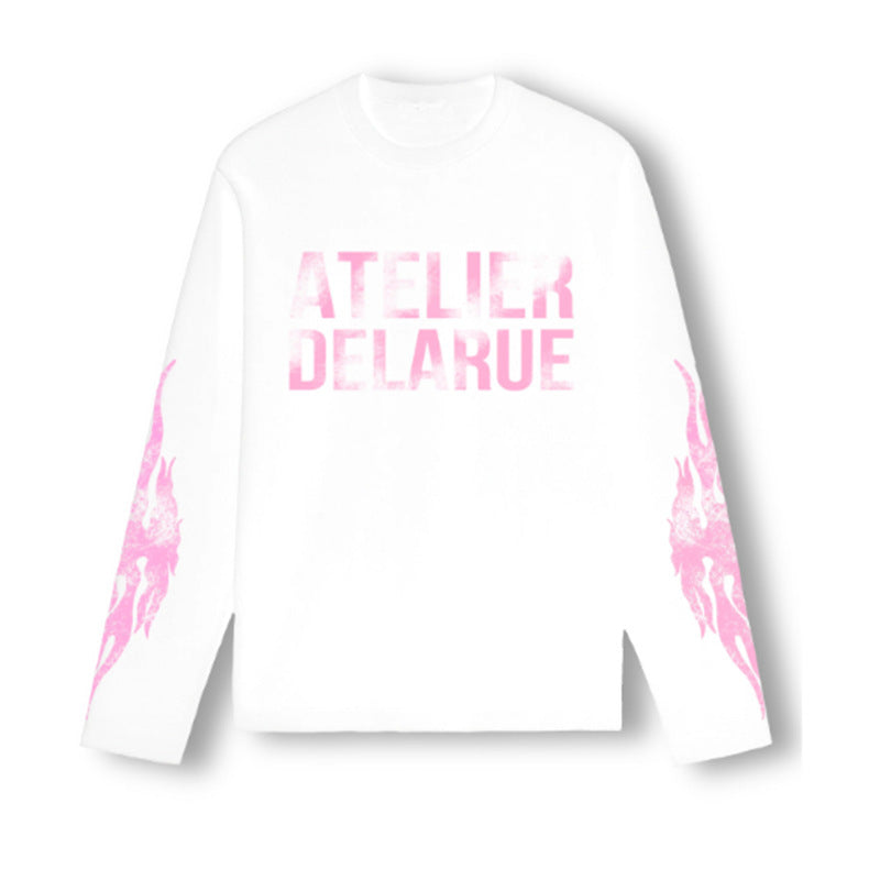 Retro Letter Print Long Sleeve T-Shirt