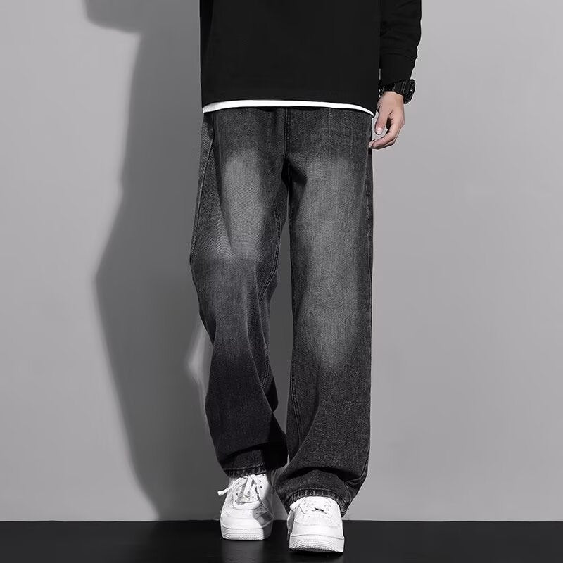 Retro Loose Fit Denim Pants for Men