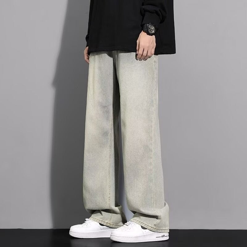Retro Loose Fit Denim Pants for Men