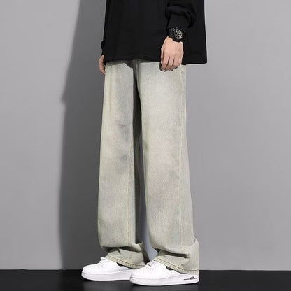 Retro Loose Fit Denim Pants for Men
