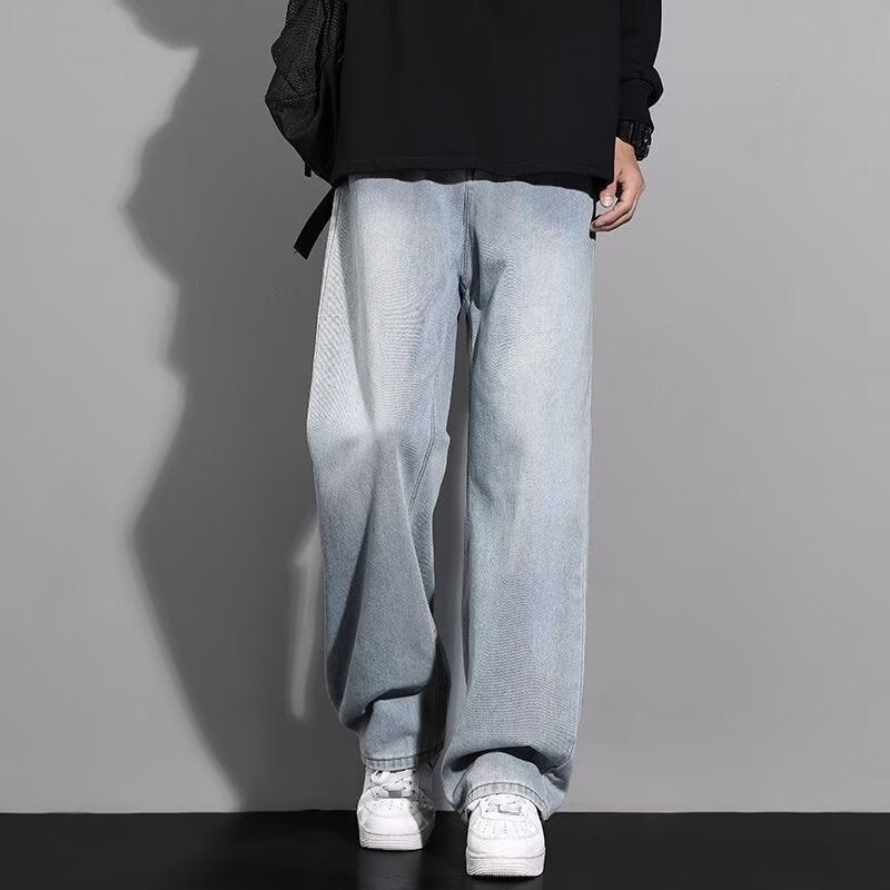 Retro Loose Fit Denim Pants for Men
