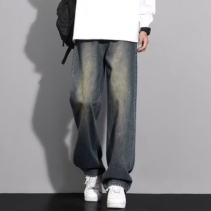 Retro Loose Fit Denim Pants for Men