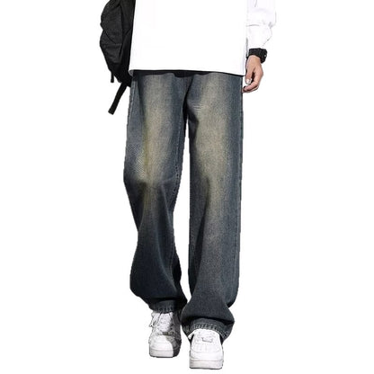 Retro Loose Fit Denim Pants for Men