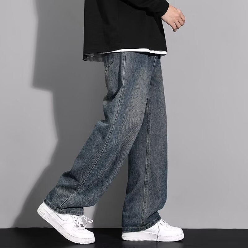 Retro Loose Fit Denim Pants for Men