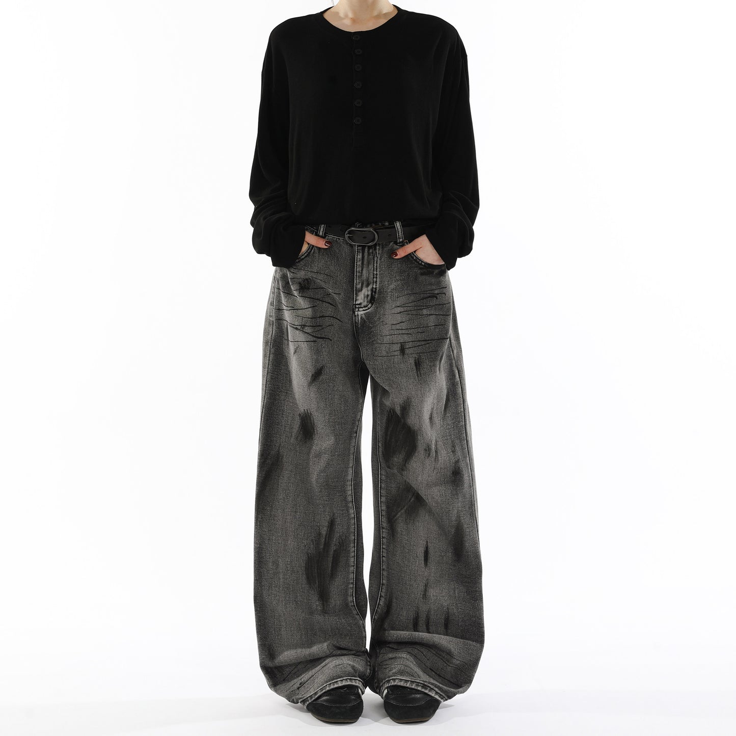Retro loose-fitting casual wide-leg pants