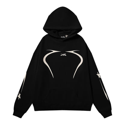 Retro loose hooded sweatshirt and sweatpants