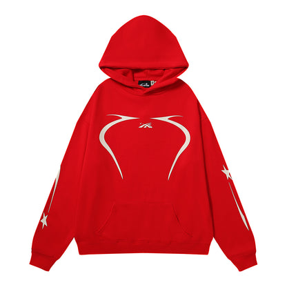 Retro loose hooded sweatshirt and sweatpants