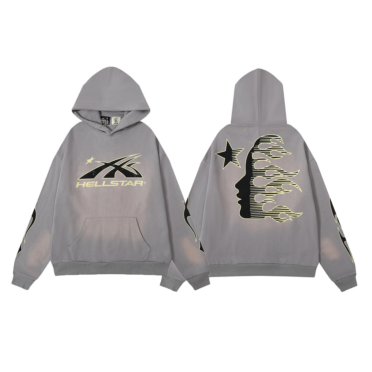 Retro loose hooded sweatshirt and sweatpants