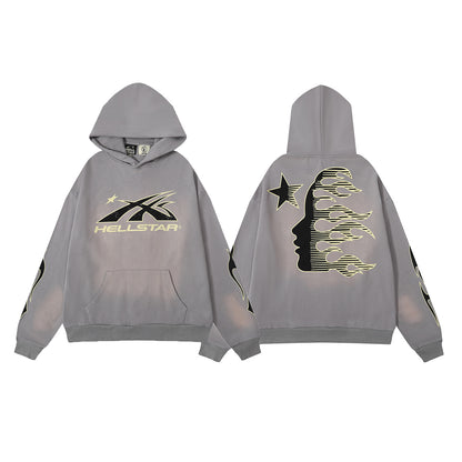 Retro loose hooded sweatshirt and sweatpants