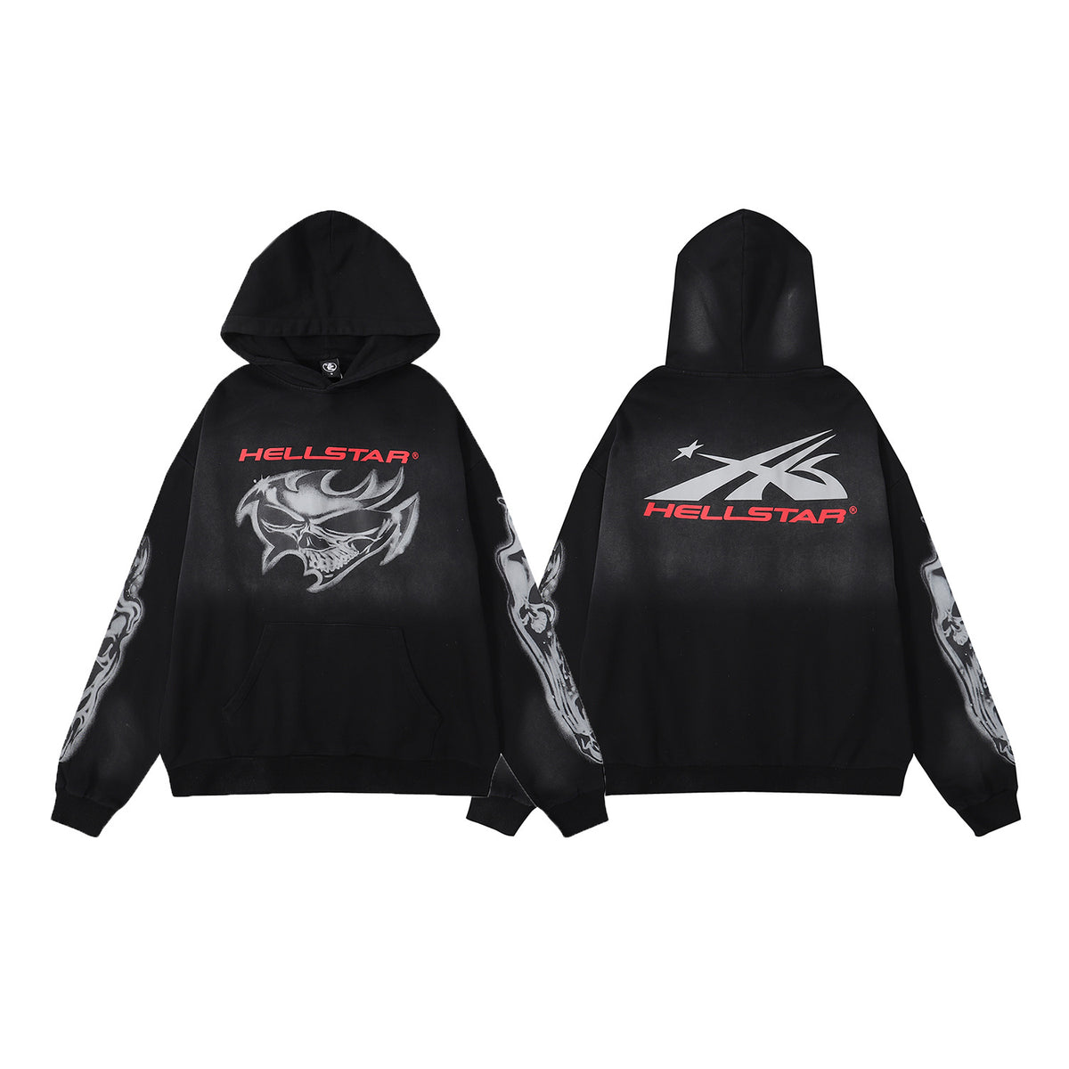 Retro loose hooded sweatshirt and sweatpants