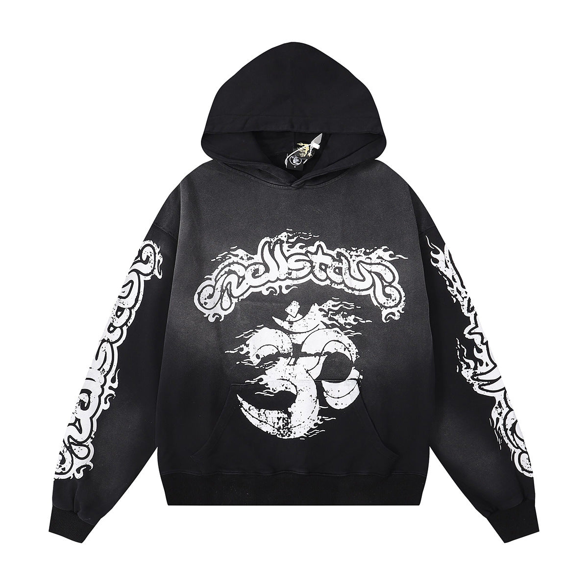Retro loose hooded sweatshirt and sweatpants